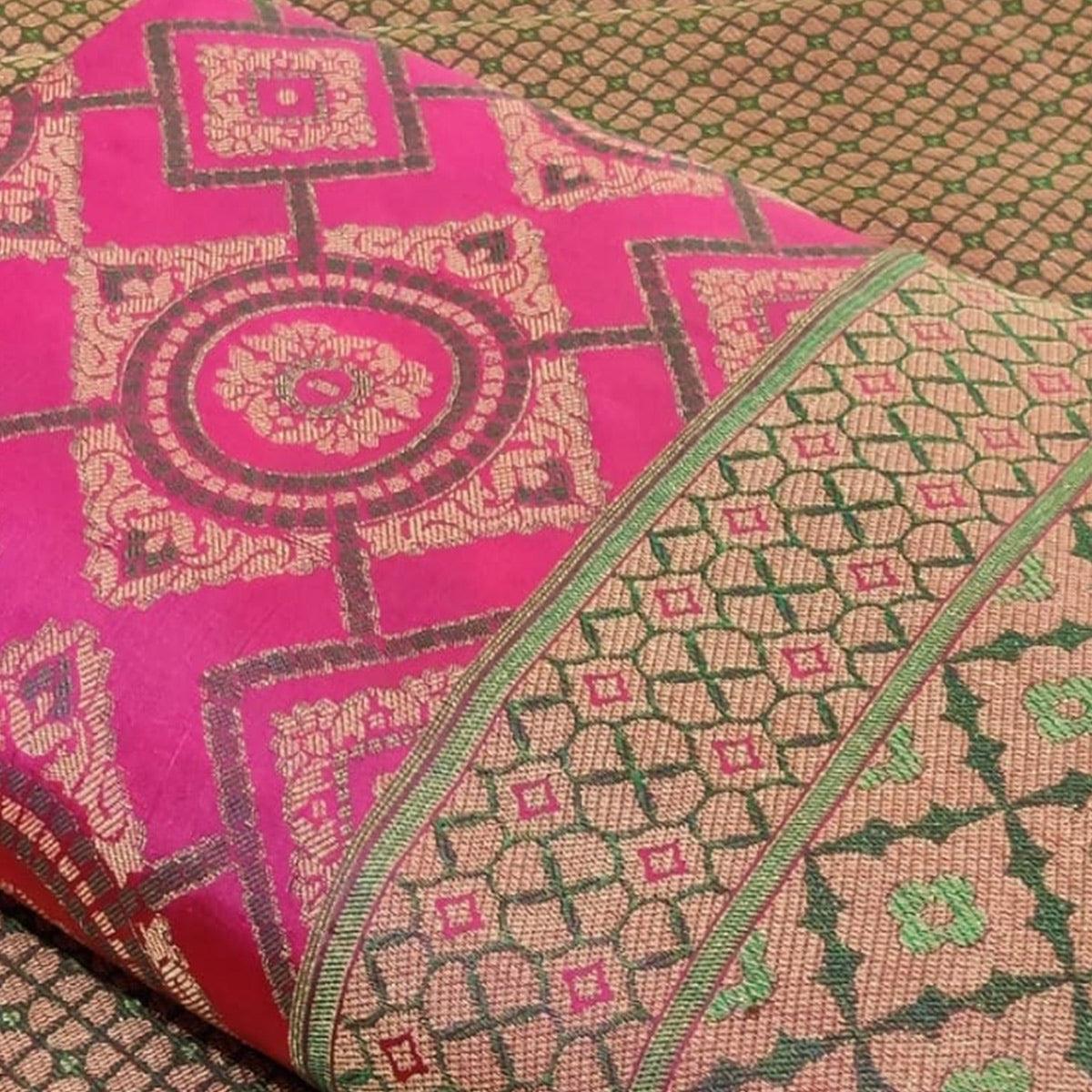 Entrancing Pink Colored Festive Wear Woven Patola Silk Saree