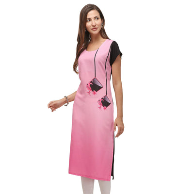 Entrancing Pink Coloured Digital Printed Casual Wear Kurti