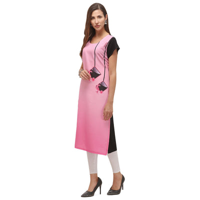 Entrancing Pink Coloured Digital Printed Casual Wear Kurti
