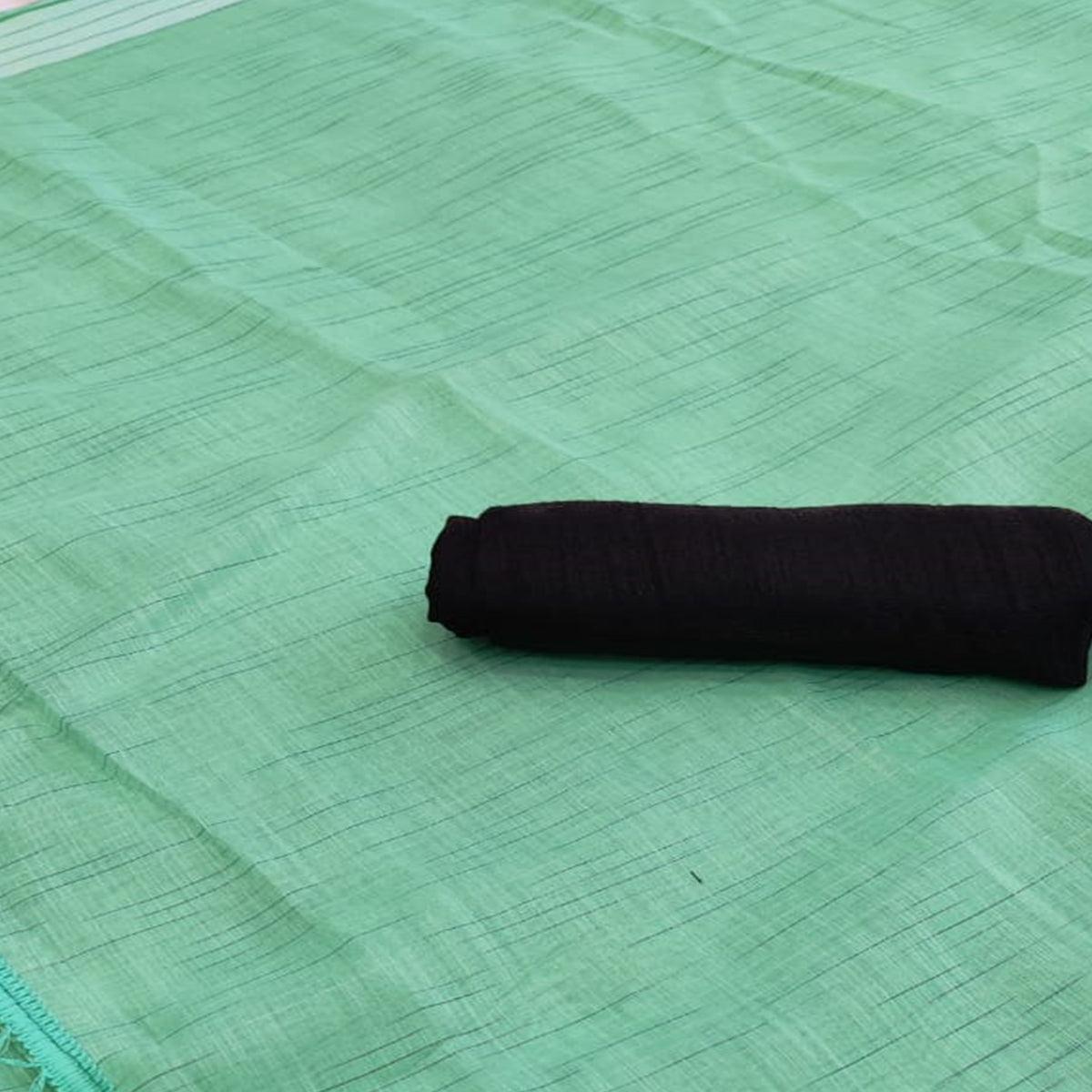 Entrancing Rama Colored Casual Wear Solid Cotton Saree