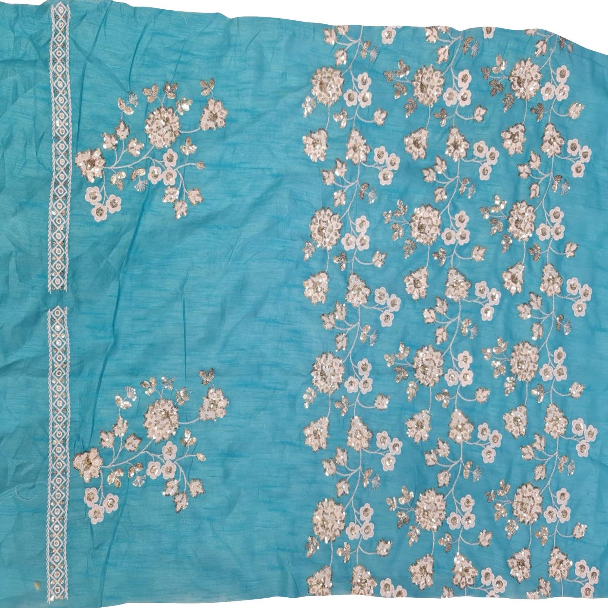 Entrancing Sky Blue Colored Partywear Embroidered Pure Heavy Rangoli Saree