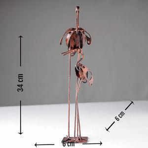 Bird Crane Mother & Child - Handmade Recycled Metal Sculpture by Debabrata Ruidas