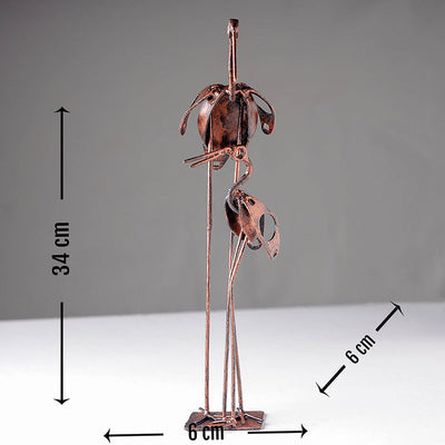 Bird Crane Mother & Child - Handmade Recycled Metal Sculpture by Debabrata Ruidas