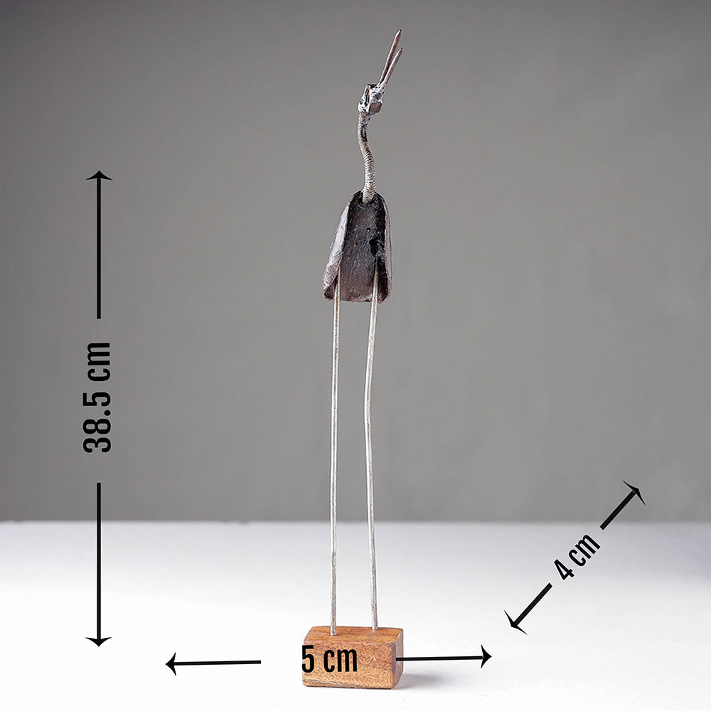 Bird Crane - Handmade Recycled Metal Sculpture by Debabrata Ruidas