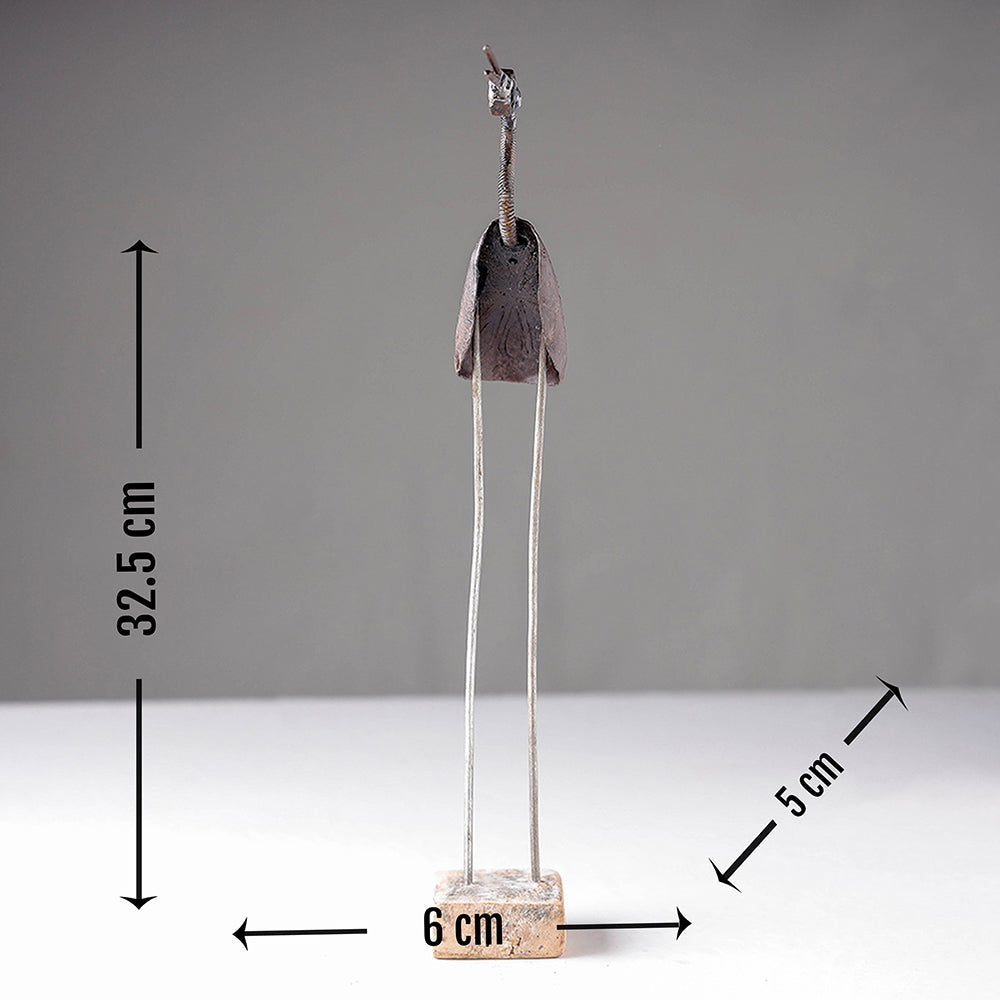 Bird Crane - Handmade Recycled Metal Sculpture by Debabrata Ruidas