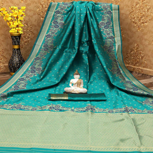 Ethnic Green Colored Festive Wear Woven Banarasi Art Silk Saree