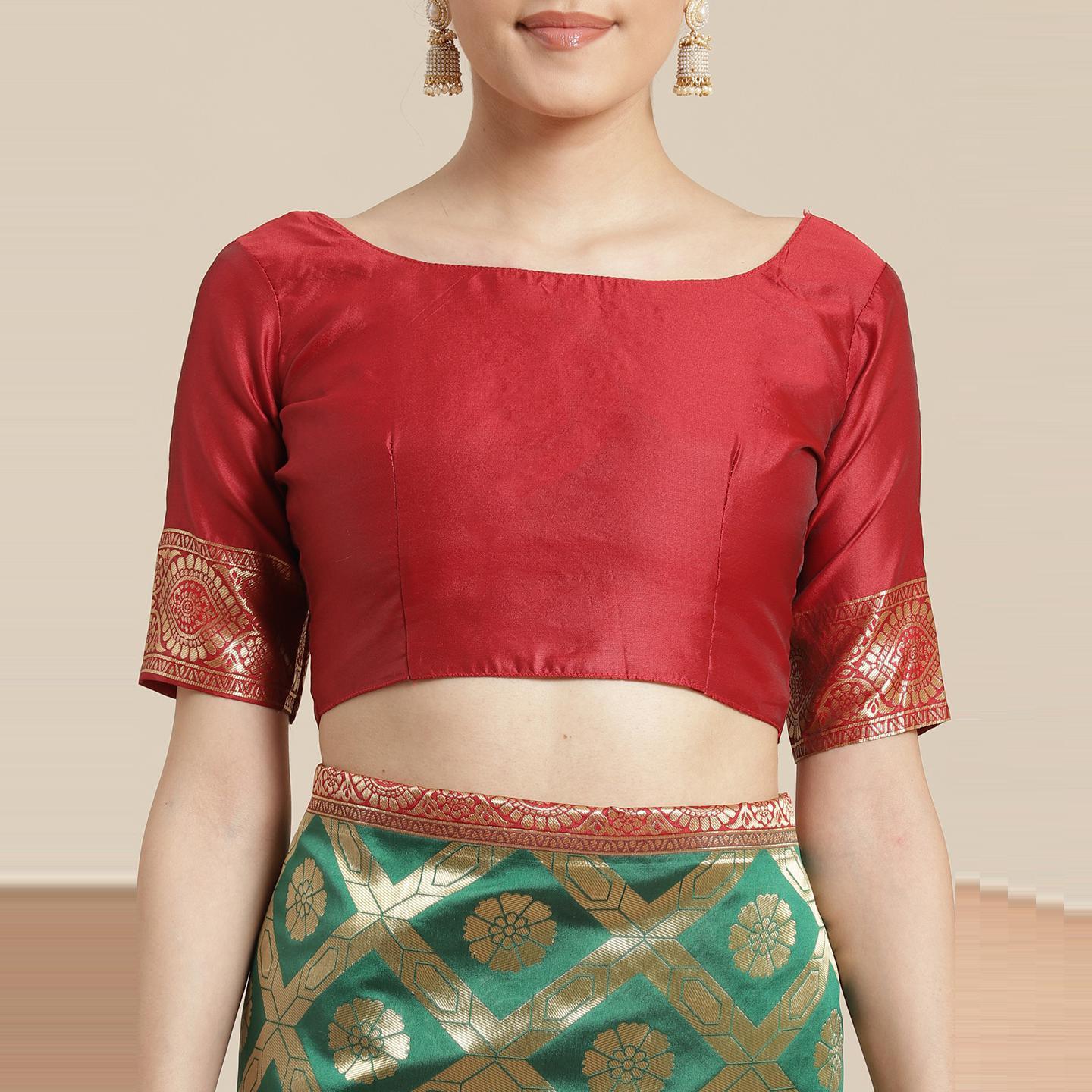 Ethnic Green Colored Festive Wear Woven Silk Belnd Saree With Tassels