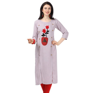 Ethnic Light Purple Colored Partywear Embellished Rayon Kurti