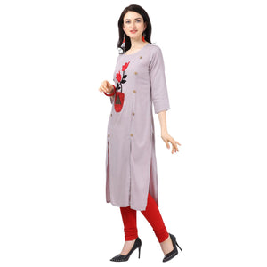 Ethnic Light Purple Colored Partywear Embellished Rayon Kurti