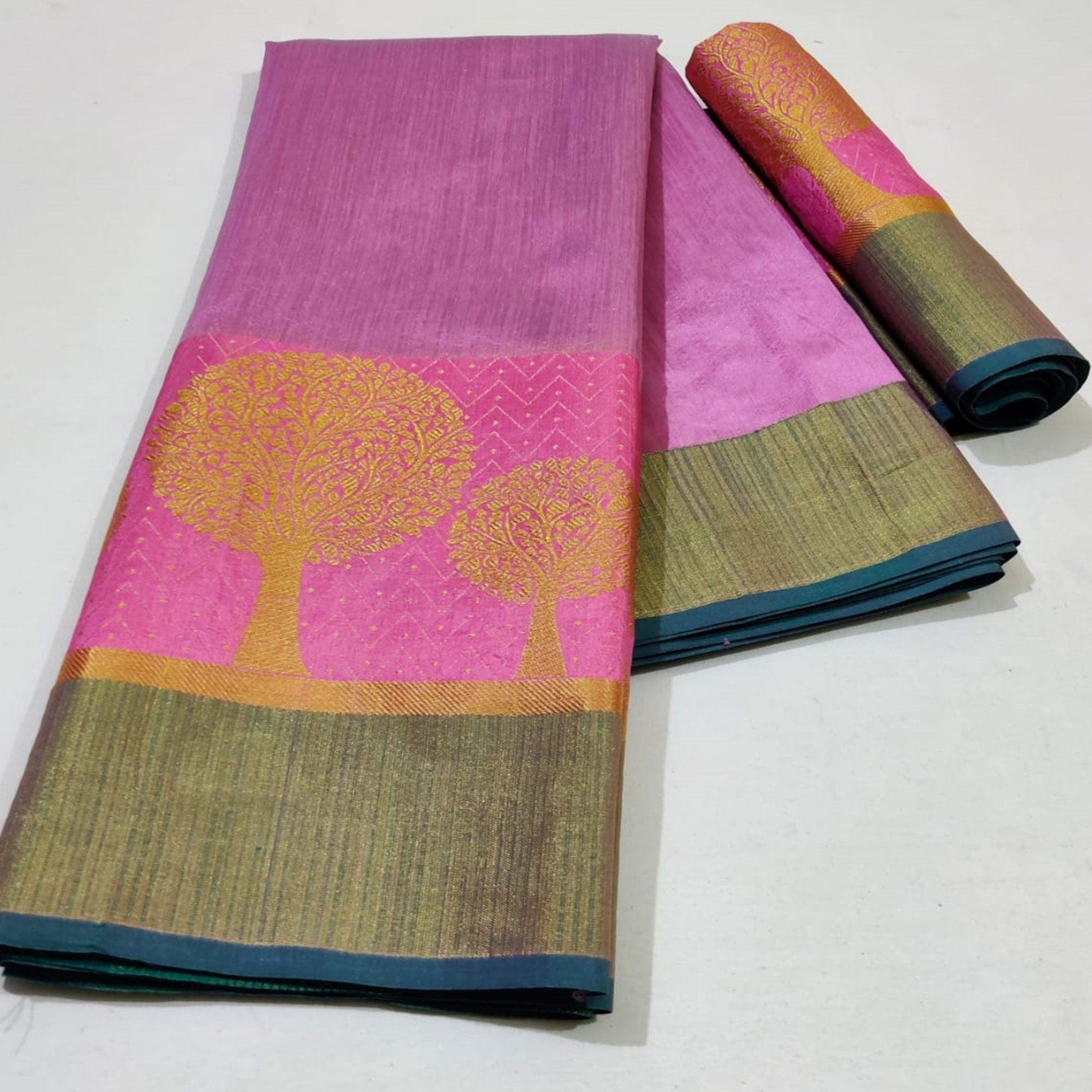 Ethnic Pink Colored Festive Wear Woven Silk Saree