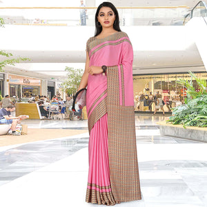 Ethnic Pink Coloured Casual Wear Printed Crepe Saree