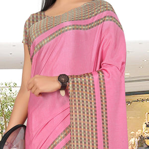 Ethnic Pink Coloured Casual Wear Printed Crepe Saree