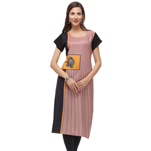 Ethnic Pink Coloured Digital Printed Casual Wear Kurti