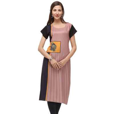 Ethnic Pink Coloured Digital Printed Casual Wear Kurti