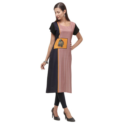 Ethnic Pink Coloured Digital Printed Casual Wear Kurti