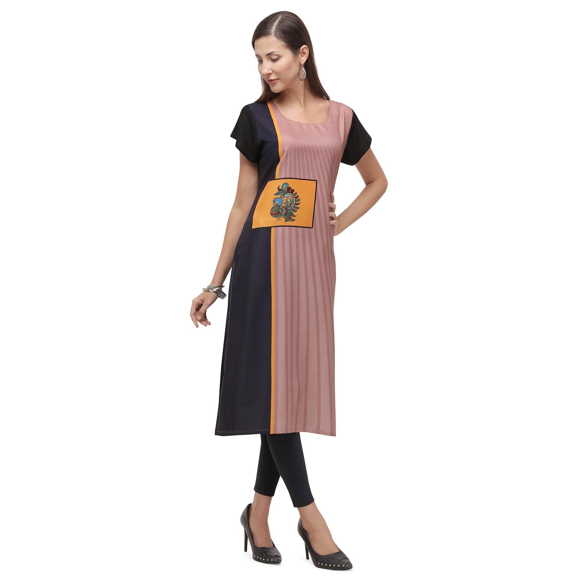 Ethnic Pink Coloured Digital Printed Casual Wear Kurti