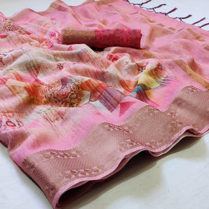 Ethnic Pink - Multi Colored Festive Wear Woven Banarasi Silk Saree