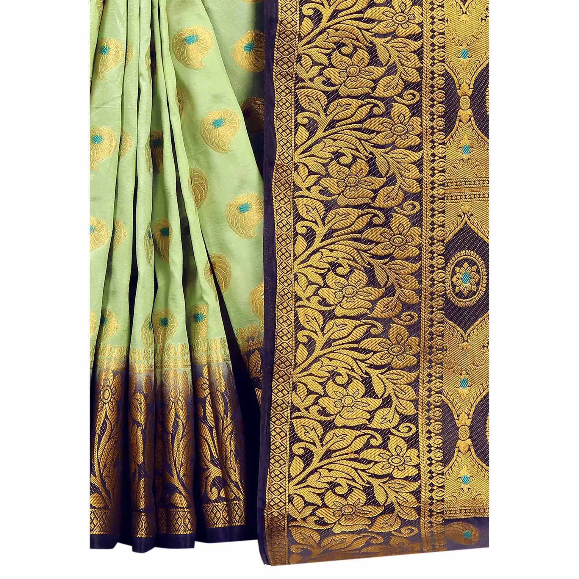 Ethnic Pista Green Colored Festive Wear Woven Art Silk Saree