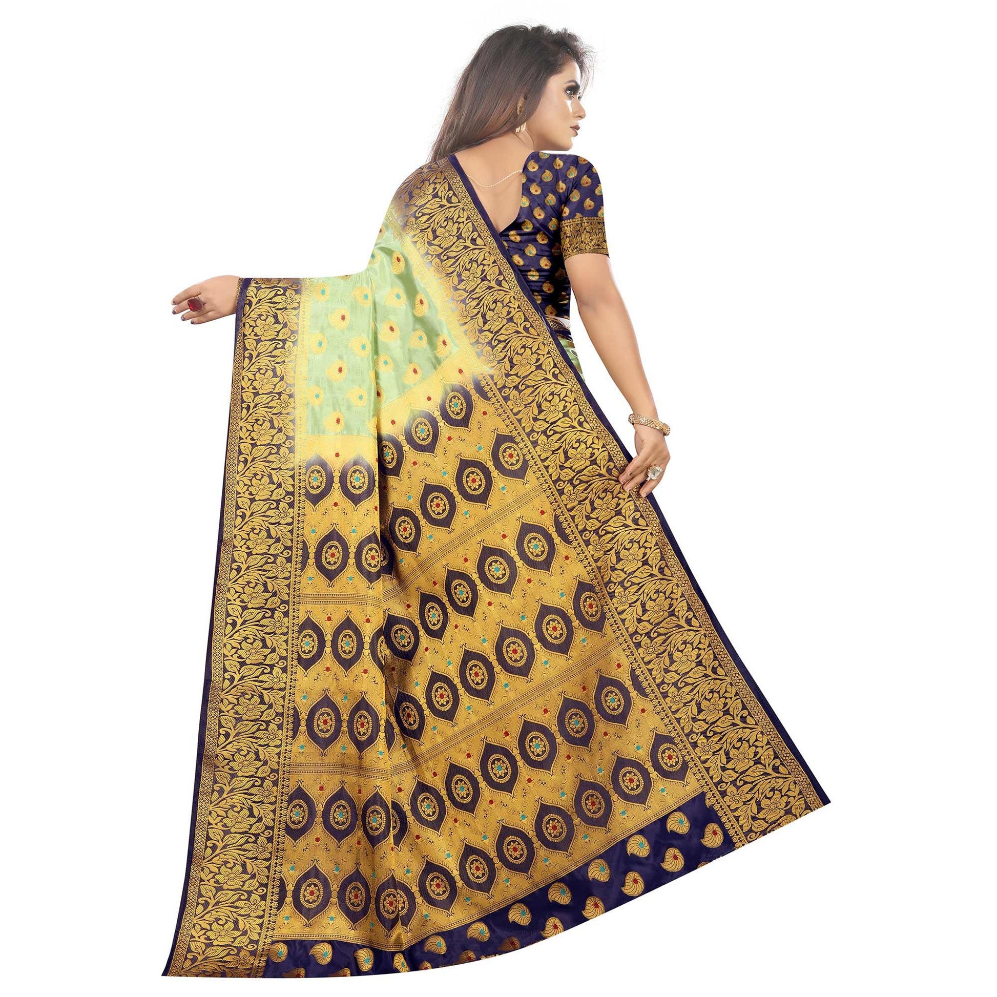 Ethnic Pista Green Colored Festive Wear Woven Art Silk Saree
