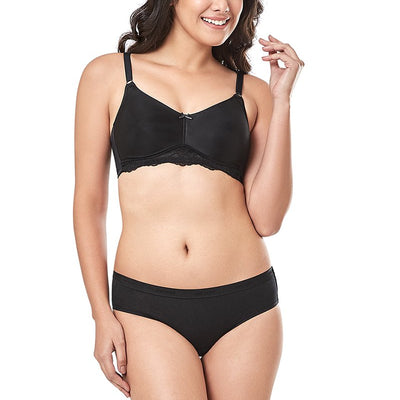 every de Contour Charm Non-Padded Non-Wired Full Cover Everyday Bra - Black