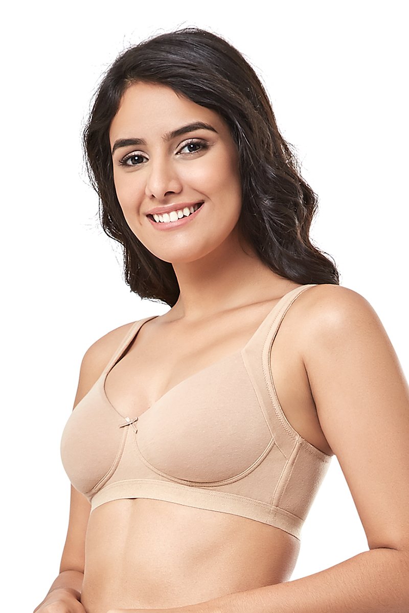 Cotton Non-Padded Non-Wired True Support Bra - Sandalwood