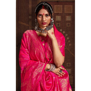 Excellent Pink Coloured Designer Party Wear Silk Saree