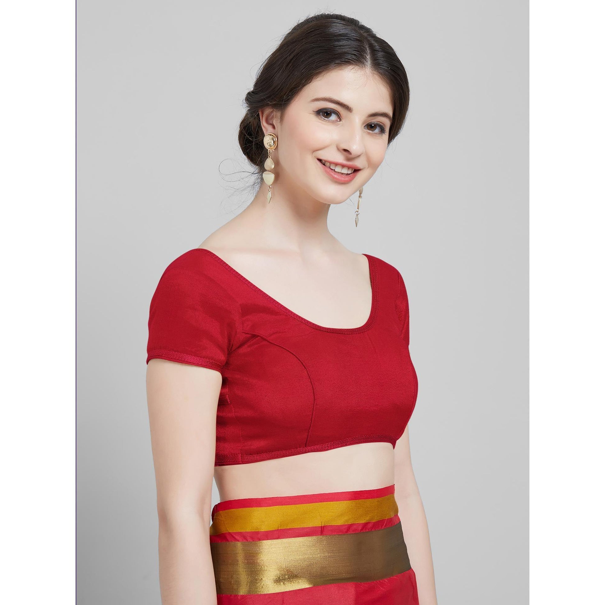 Excellent Red Colored Festive Wear Woven Cotton Silk Saree