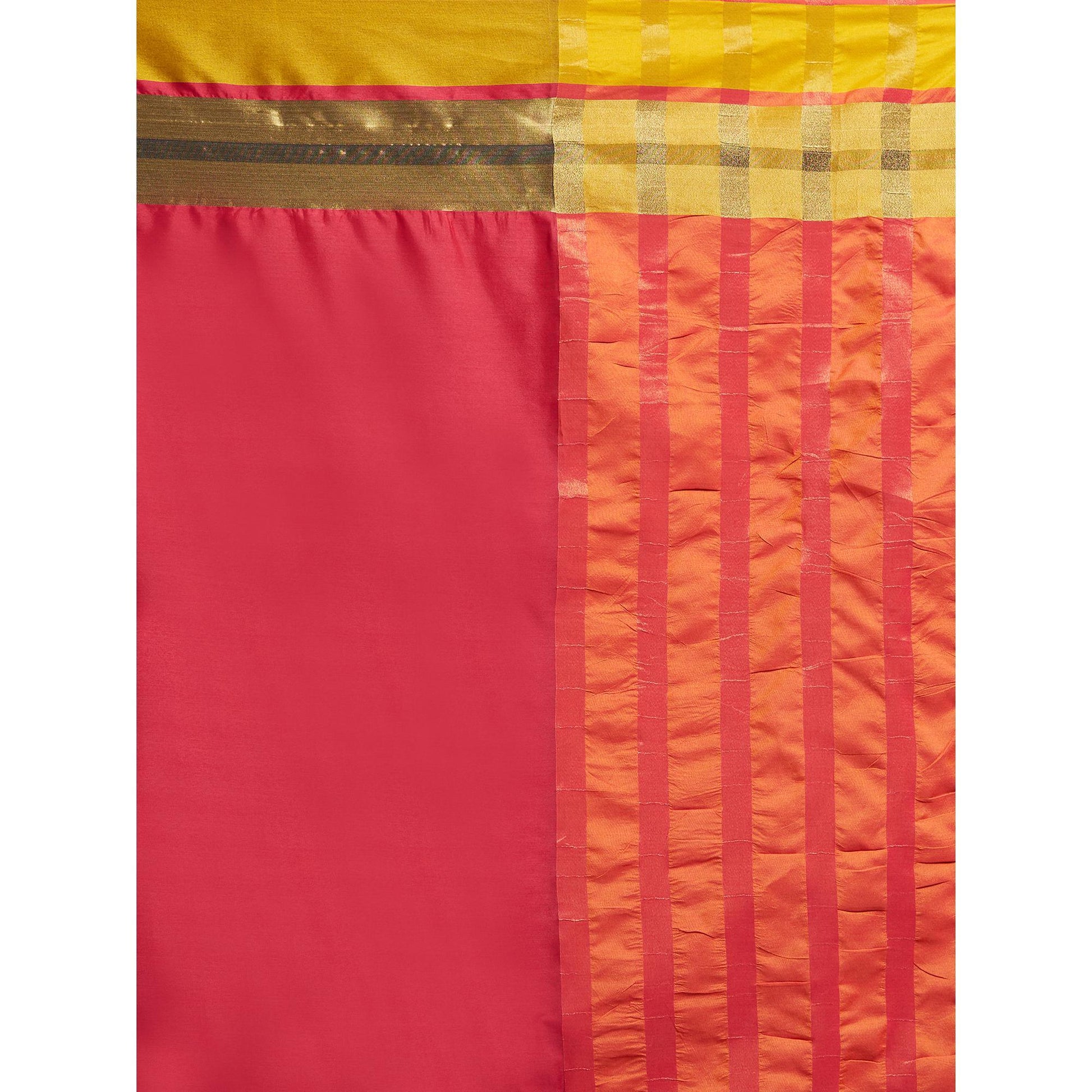 Excellent Red Colored Festive Wear Woven Cotton Silk Saree