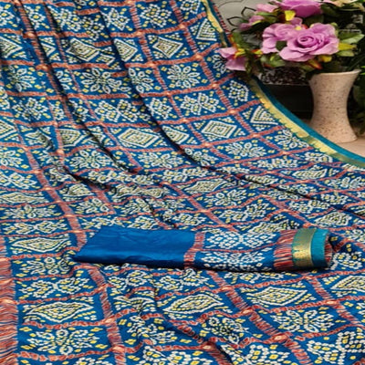 Excellent Turquoise Blue Colored Festive Wear Woven Moss Georgette Saree