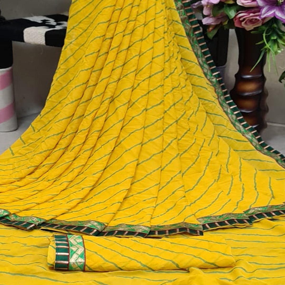Excellent Yellow Colored Casual Printed Moss Georgette Saree