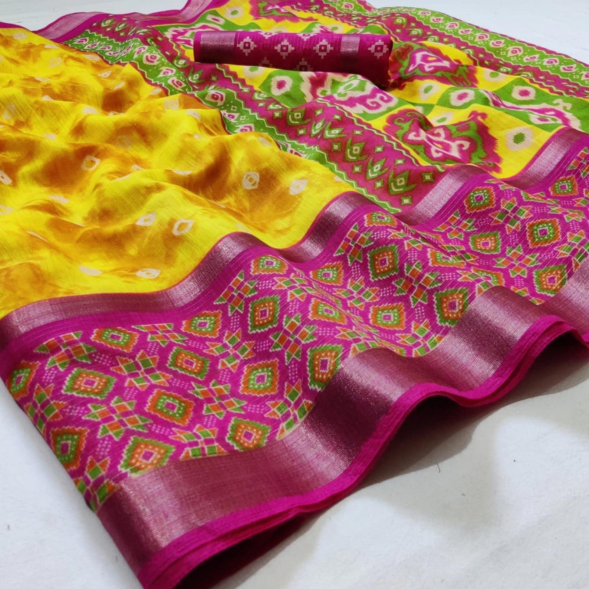 Excellent Yellow Colored Casual Wear Printed Cotton Saree