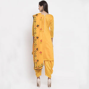 Excellent Yellow Colored Party Wear Embroidered Chanderi Dress Material