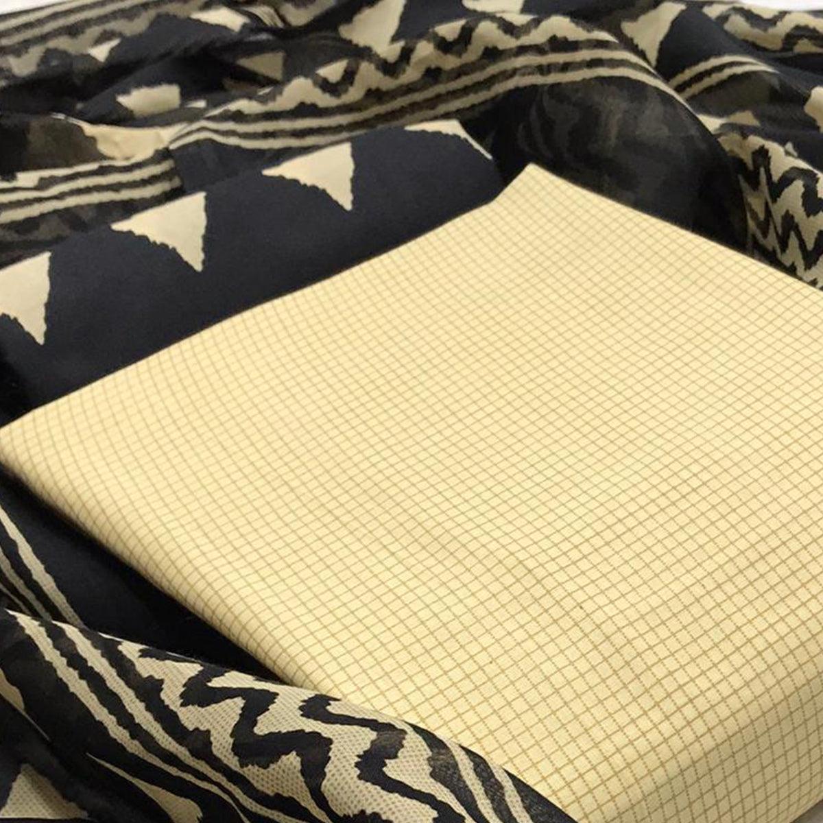 Exceptional Beige Colored Casual Wear Woven Cotton Dress Material