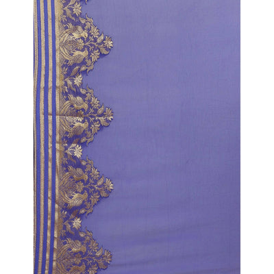 Exceptional Blue Colored Festive Wear Woven Chiffon Saree