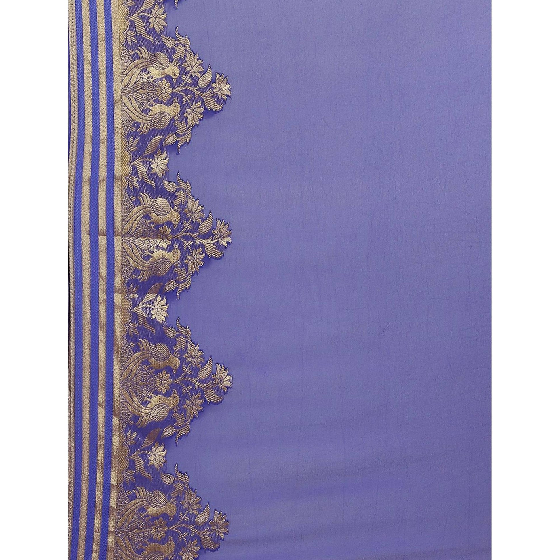 Exceptional Blue Colored Festive Wear Woven Chiffon Saree