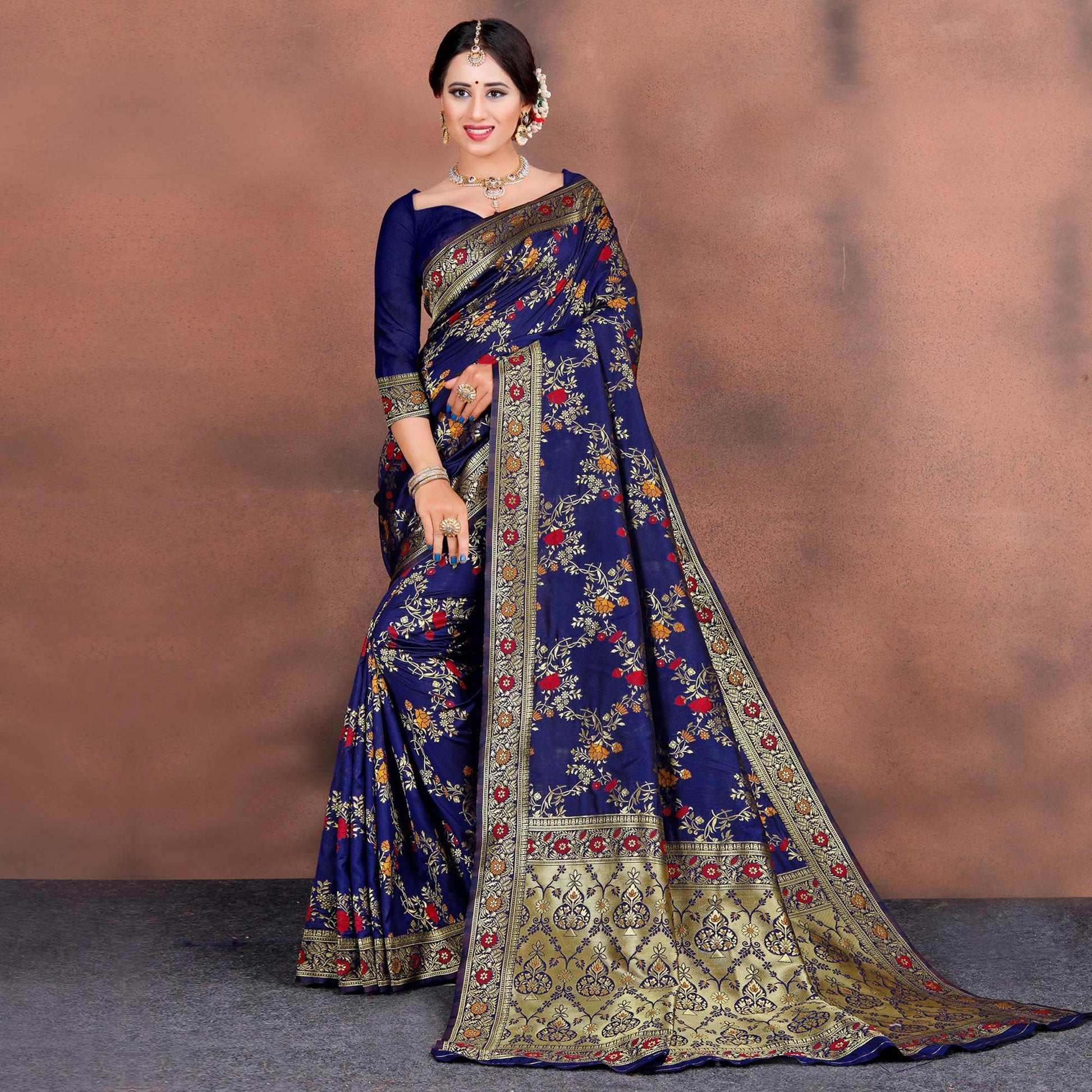 Exceptional Blue Colored Festive Wear Woven Silk Saree