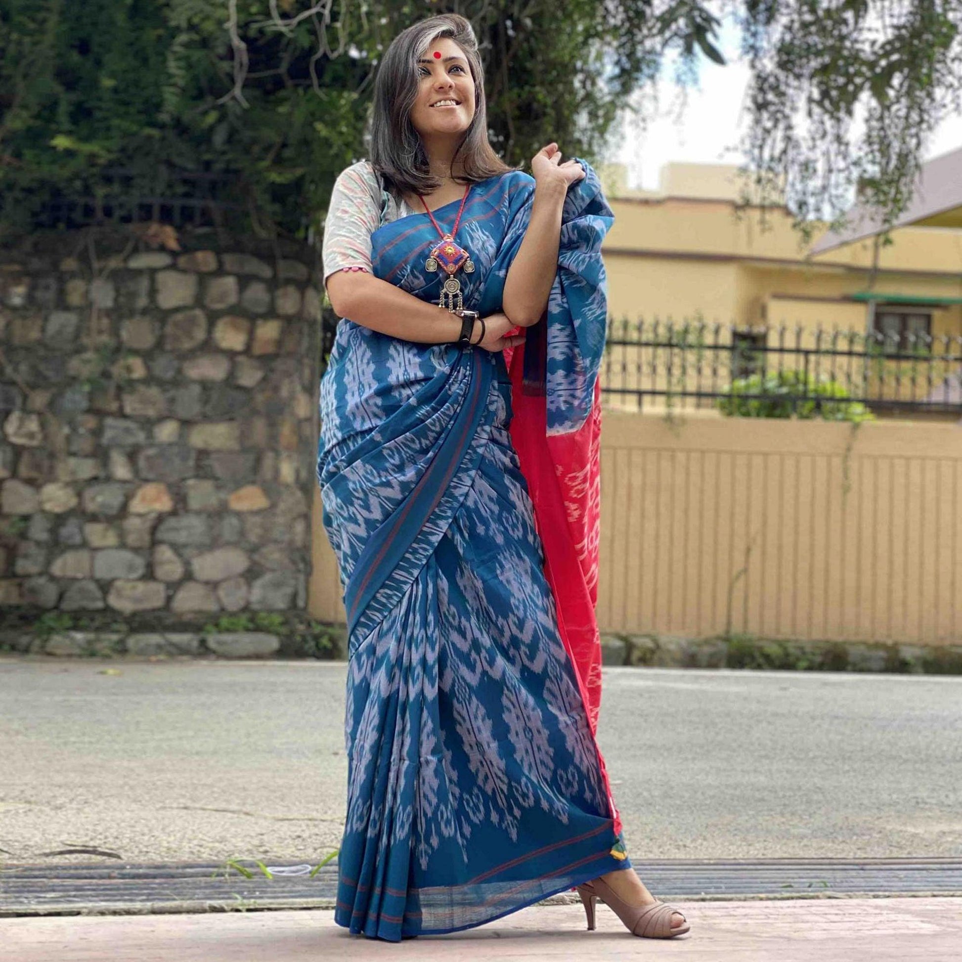 Exceptional Blue Colored Partywear Printed Silk Saree
