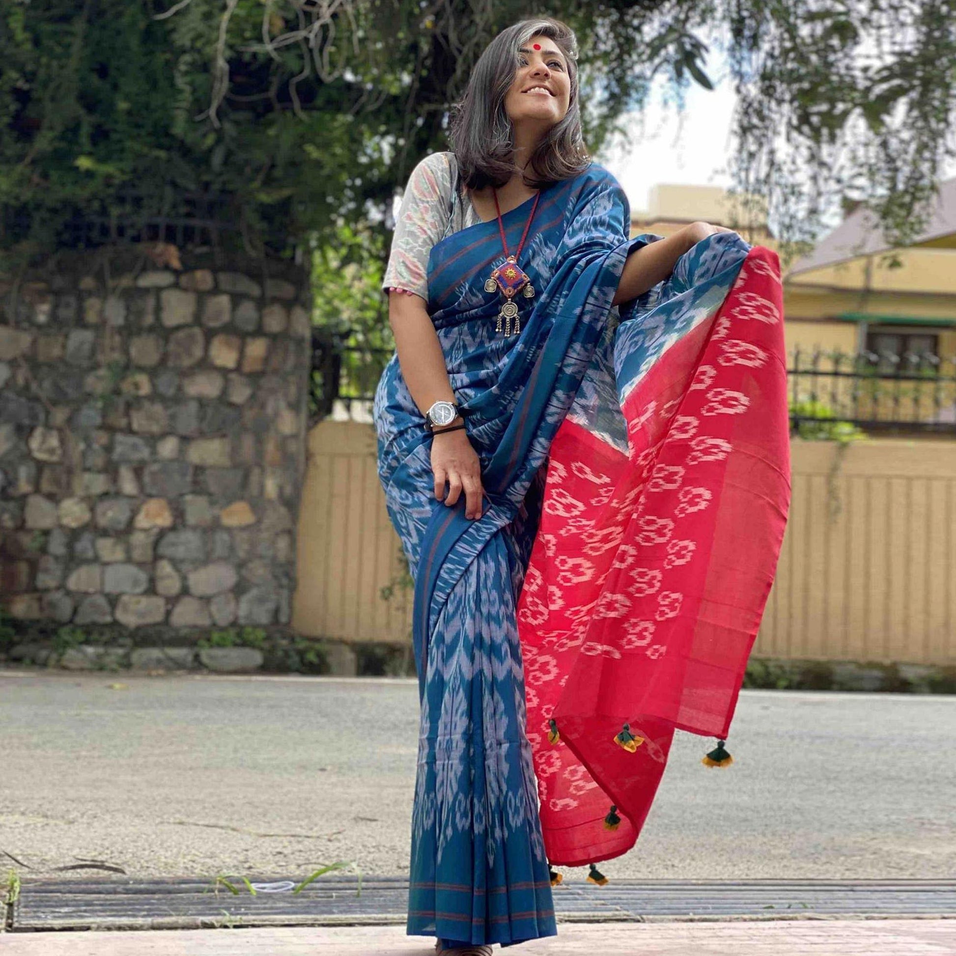 Exceptional Blue Colored Partywear Printed Silk Saree