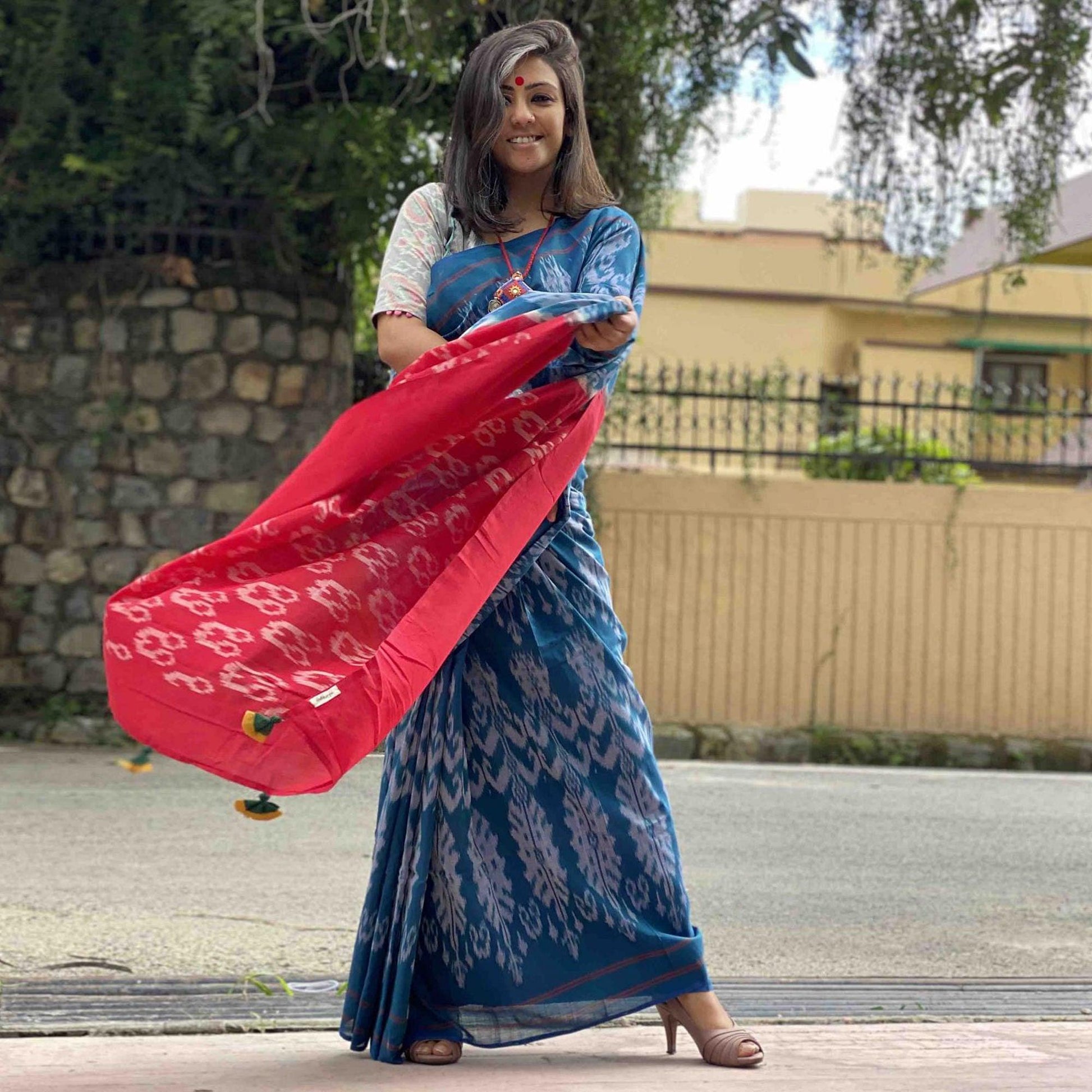 Exceptional Blue Colored Partywear Printed Silk Saree