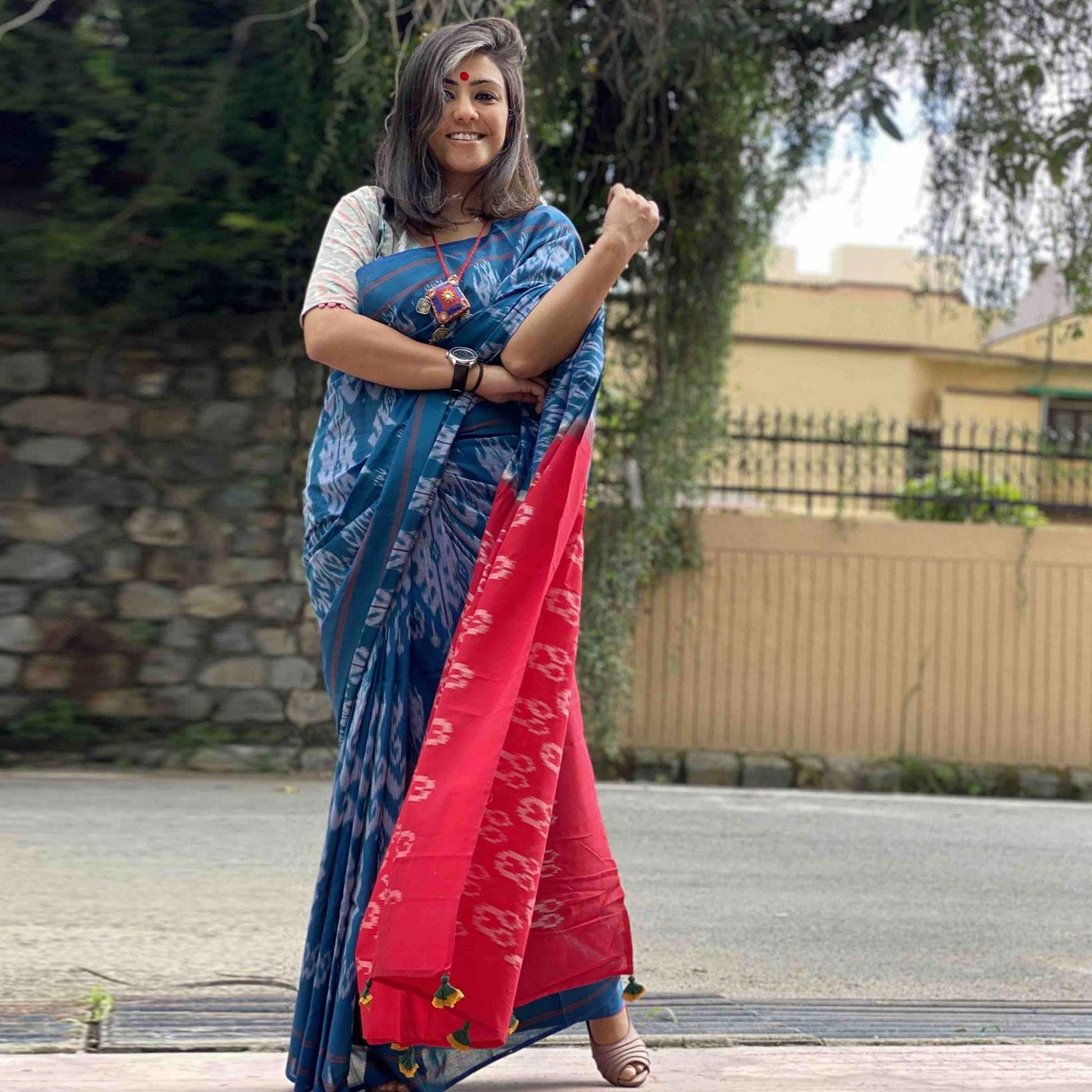 Exceptional Blue Colored Partywear Printed Silk Saree