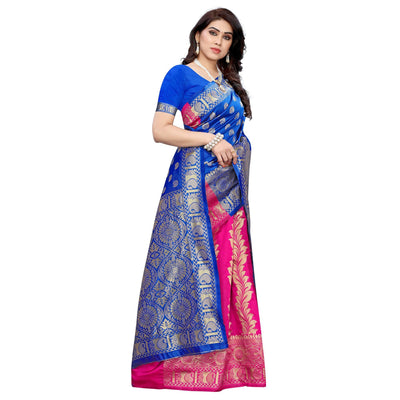 Exceptional Blue - Pink Colored Festive Wear Woven Jacquard Saree