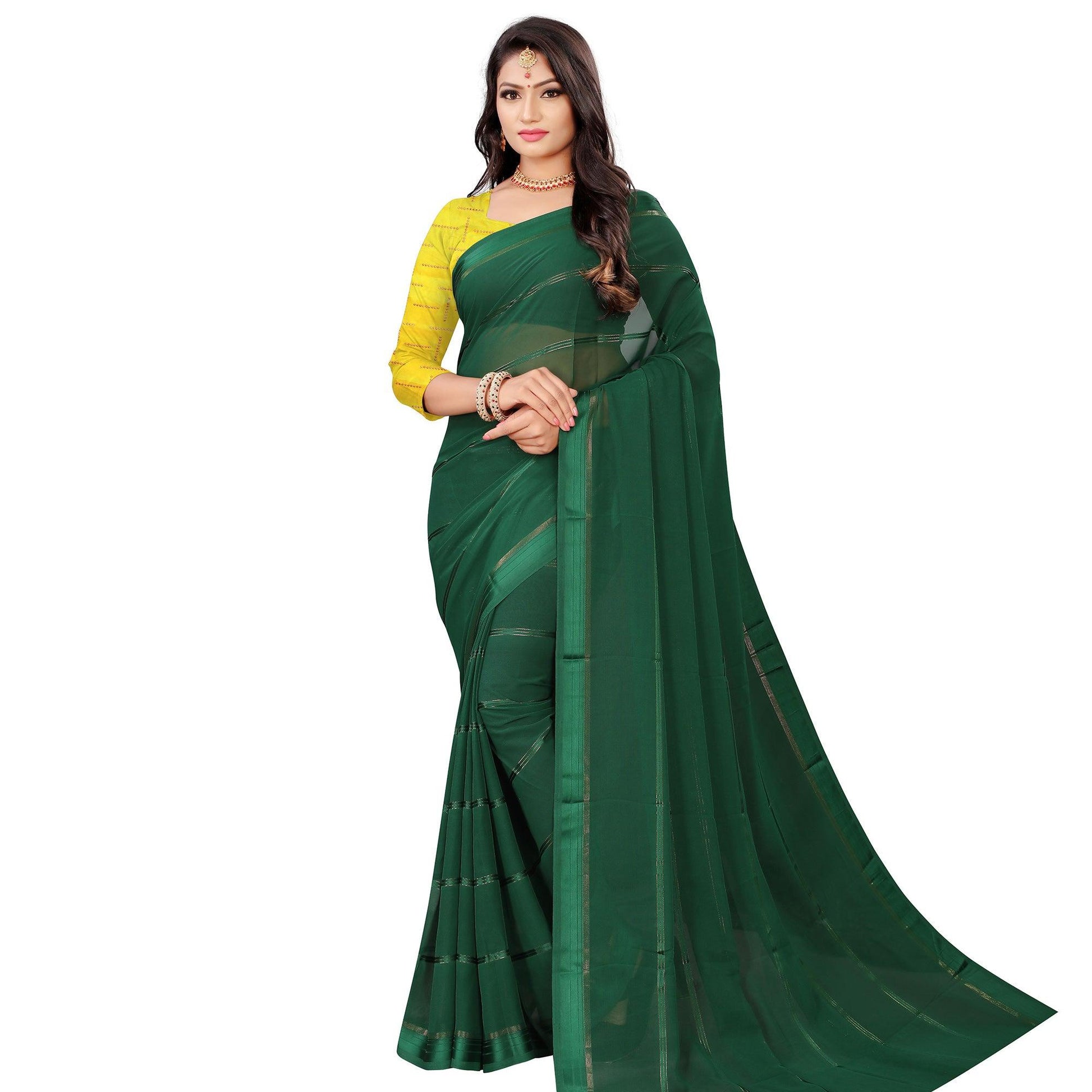 Exceptional Green Colored Casual Wear Georgette Saree