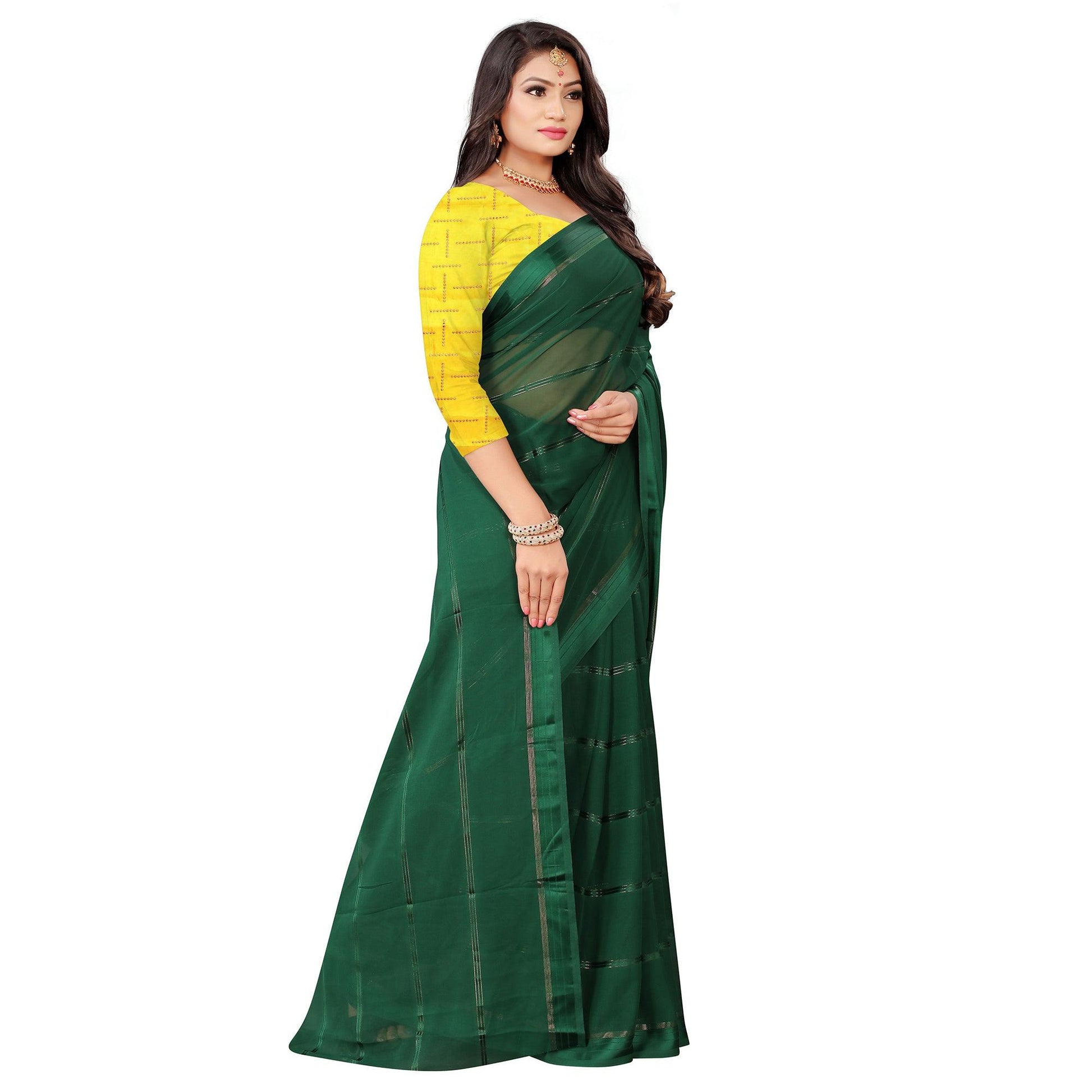 Exceptional Green Colored Casual Wear Georgette Saree