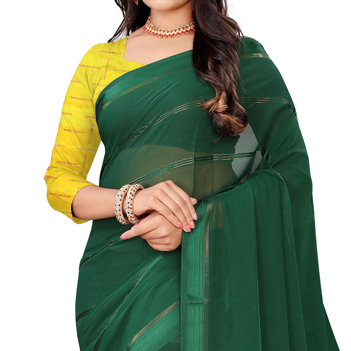 Exceptional Green Colored Casual Wear Georgette Saree