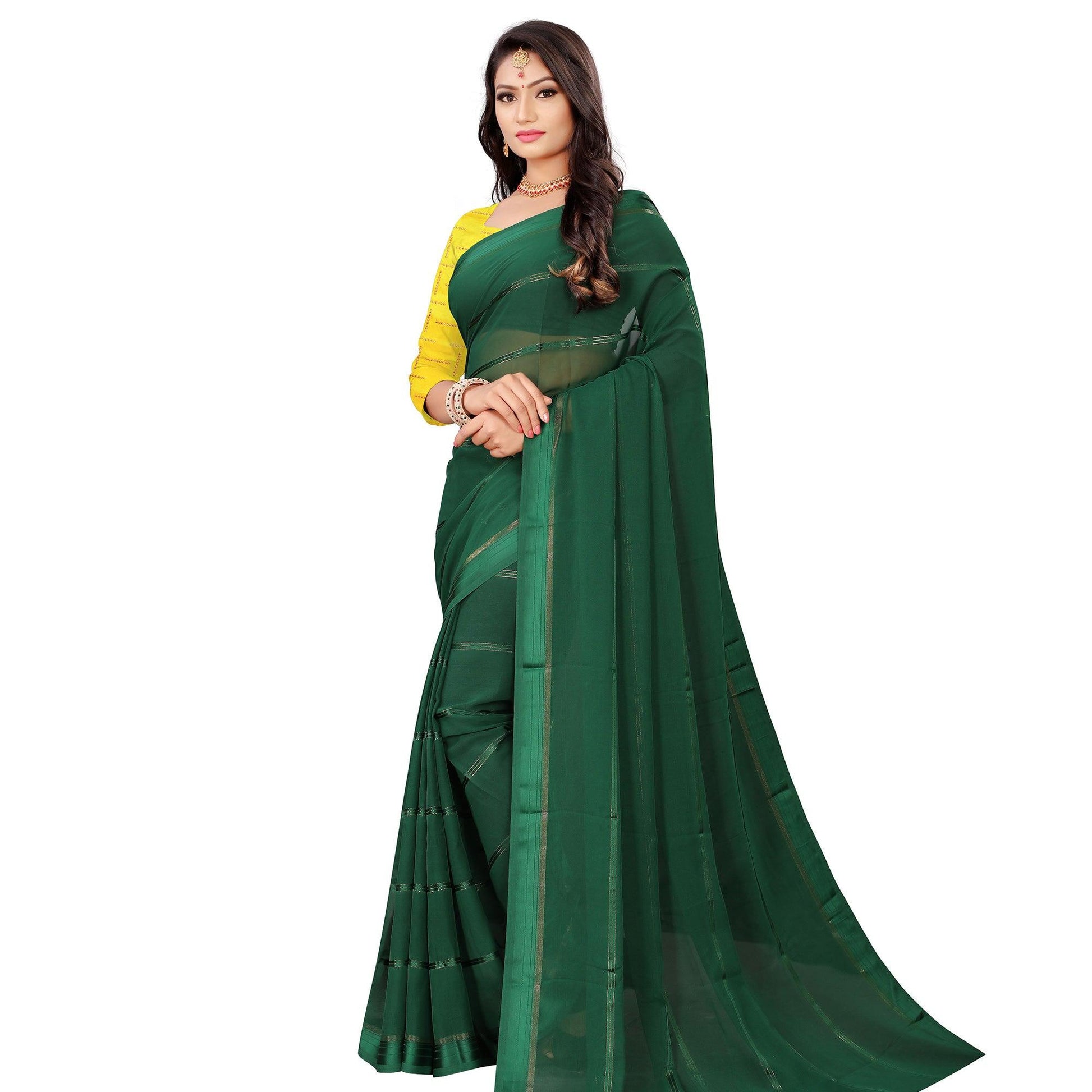 Exceptional Green Colored Casual Wear Georgette Saree