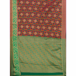 Exceptional Maroon-Green Colored Festive Wear Woven Cotton Silk Jacquard Saree