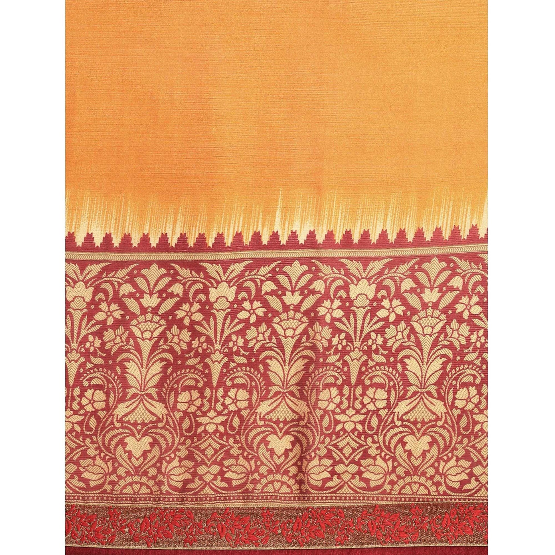 Exceptional Mustard Yellow Colored Partywear Printed Rangoli Silk Saree
