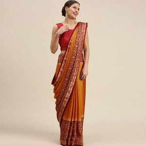 Exceptional Mustard Yellow Colored Partywear Printed Rangoli Silk Saree