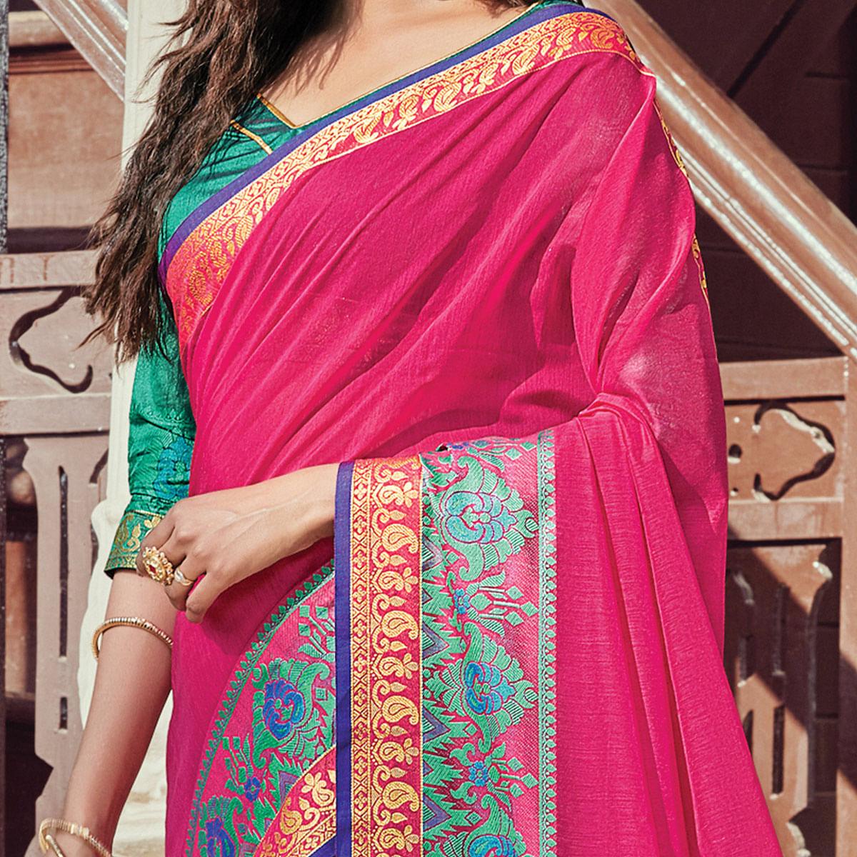 Exceptional Pink Coloured Casual Wear Woven Cotton Handloom Saree