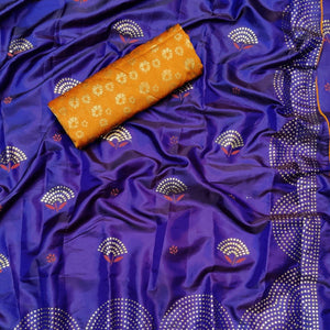 Exceptional Royal Blue Colored Festive Wear Woven Two Tone Sana Silk Saree